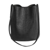 LILSHIM Vintage Women Shoulder Crossbody Bag Leather Totes Bucket Handbag (Black)