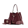MKF Collection Candice Women's Color Block Bucket Bag & Wallet 2-Piece Set by Mia K. - Wine/Blush