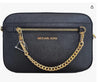 Michael Kors Women's Adult Two inside pockets leather East West Chain Crossbody Bag, Black/Large