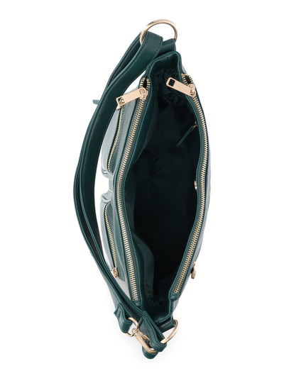 Time and Tru Women's Harlow Convertible Faux Leather Hobo Handbag, Green Smoke